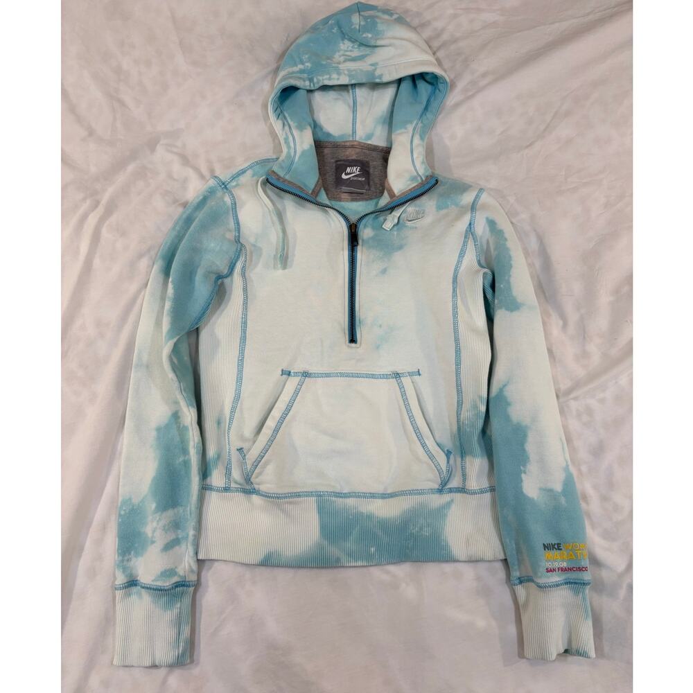 Nike Womens Marathon San Francisco Sky Tie Dye Half Zip Hoodie Size Small